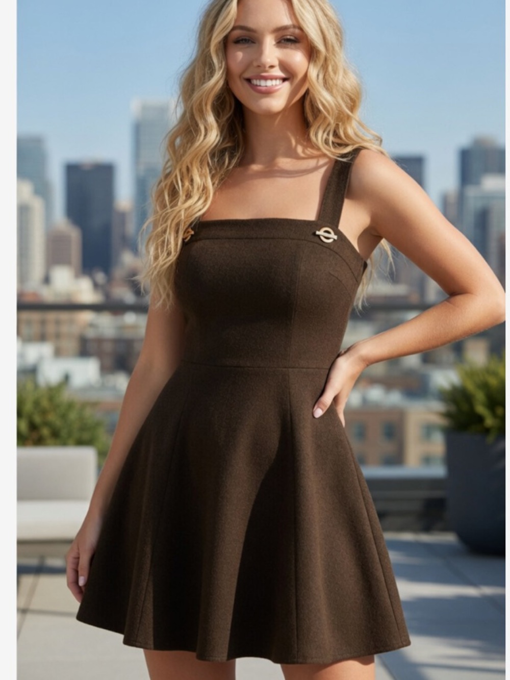 Cult Gaia Mini Dress in Woodsy Brown